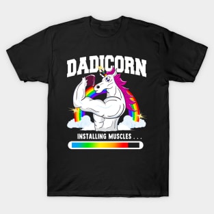 Dadicorn Dad Unicorn Installing Muscles T-Shirt